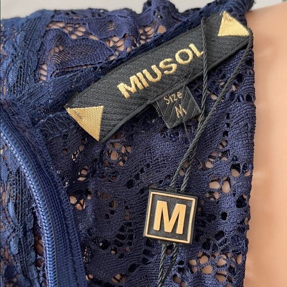 MIUSOL Navy Lace & Sheer Maxi Dress MEDIUM NWT - Picture 10 of 11